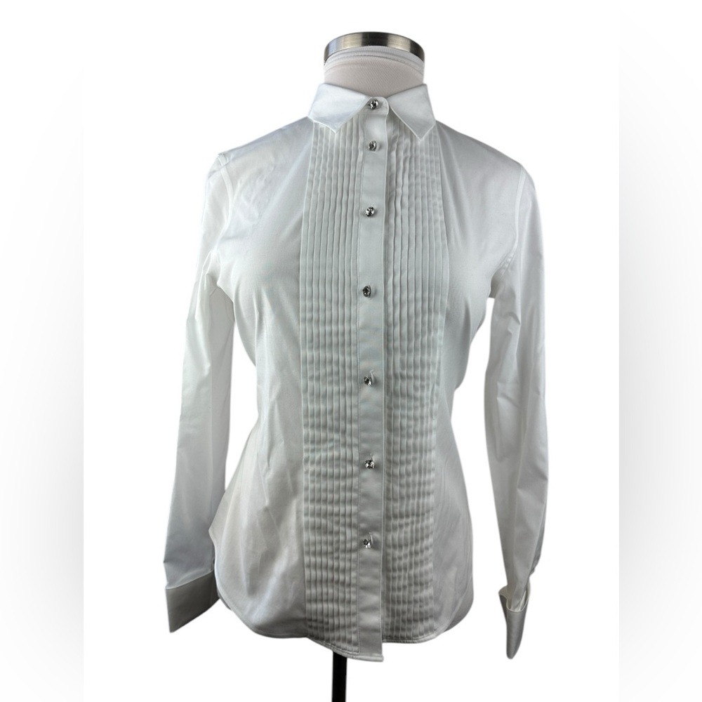 NWT Talbots Pleated Diamond Button Up Shirt LS Wrinkle Resistant White Size 14 - Picture 16 of 16
